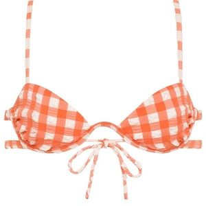 MONTCE Elany Tie-Up Bikini Top Shrimp Gingham